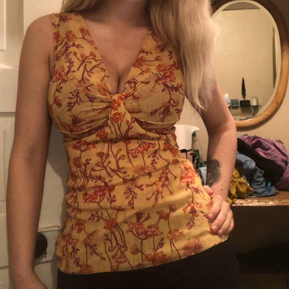 Floral low cut tank